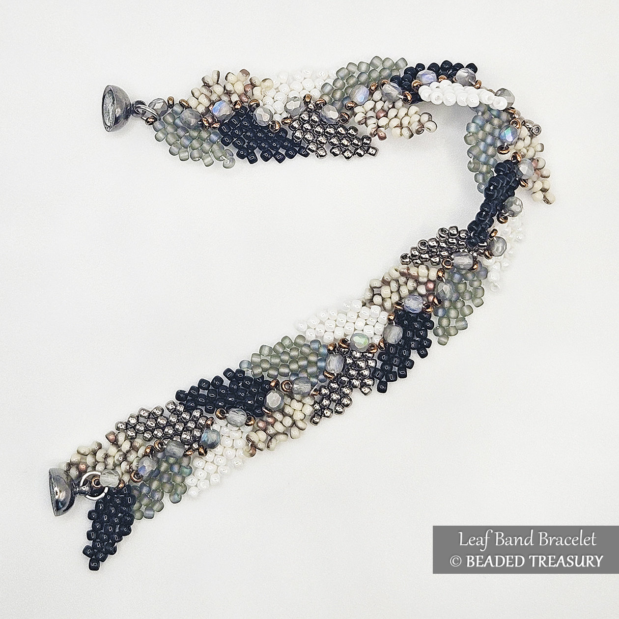 LEAF BAND BRACELET  Peyote Stitch Beading Tutorial
