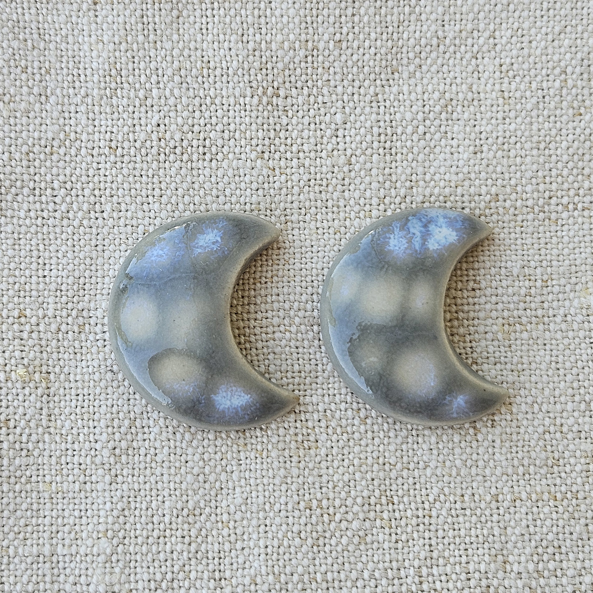 Moon Artisan Ceramic Cabochons, Gray Opal, one pair