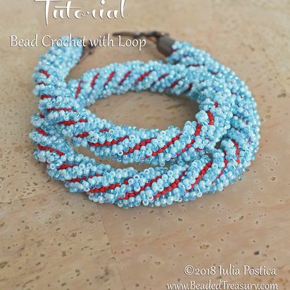 BEAD CROCHET WITH LOOP Necklace Tutorial, Beaded crochet rope pattern made with seed beads - .PDF Download