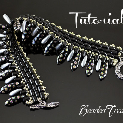 NIGHT GLOW - beadwoven bracelet tutorial, rulla bead pattern, beading pattern, dagger beads, beaded bracelet pattern / TUTORIAL ONLY