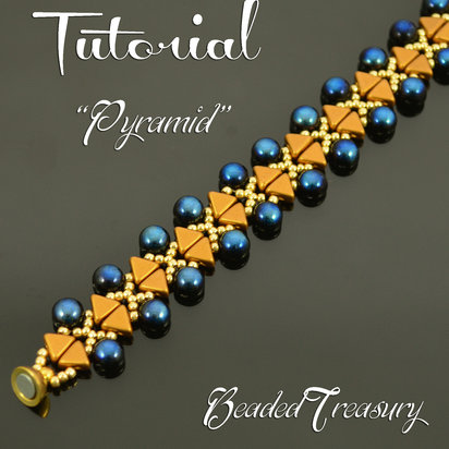 PYRAMID - beading tutorial, kheops cabochon bead pattern, beaded bracelet pattern, beadweaving, seed beads / TUTORIAL ONLY