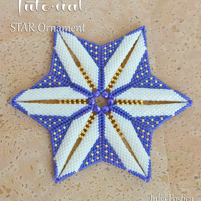 STAR Ornament Beading Tutorial - Beaded Christmas decoration - Peyote bead pattern with Delica Seed and fire polished beads - Instant PDF Download