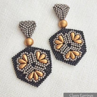 CLASSY EARRINGS - Beading Pattern - Peyote stitch bead pattern - Instant PDF Download