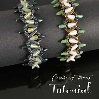CROWN OF THORNS - beading pattern, beaded bracelet tutorial, CzechMates Beam Spike Demi Round beads / TUTORIAL ONLY