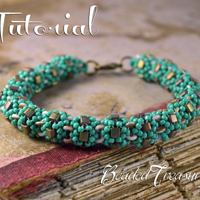 CUBICAL - beadwoven bracelet tutorial with seed beads, O-beads and cube beads / TUTORIAL ONLY