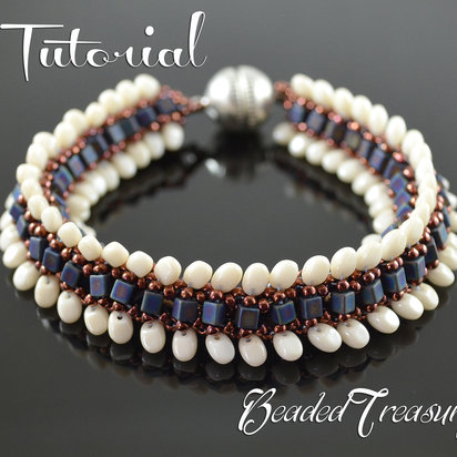 DRAGON CREST - beaded bracelet pattern with SuperUno, Solo, cube and seed beads, beading tutorial, bead pattern / TUTORIAL ONLY