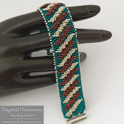 DIAGONAL DIMENSIONS Bracelet - Beading Pattern - Peyote stitch with seed beads - Instant PDF Download