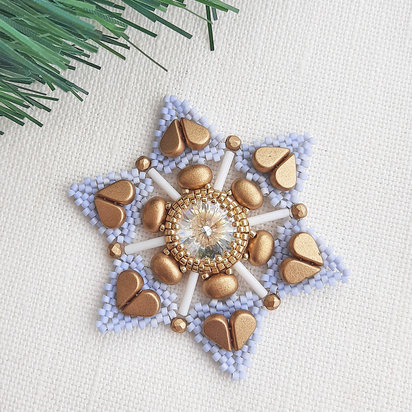 HEART SNOWFLAKE Peyote Stitch Pattern - Beaded Christmas Ornament Instructions - Instant Pdf Download