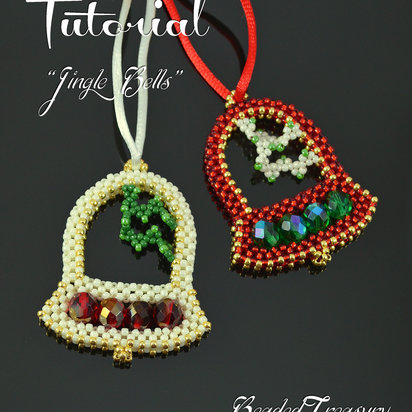 JINGLE BELLS Beaded Christmas ornament pattern Beading tutorial with seed beads Christmas gift - Tutorial Only