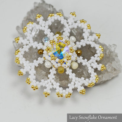 LACY SNOWFLAKE Christmas Ornament Beading Tutorial - Instant PDF Download