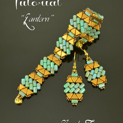 LANTERN - beading pattern, beaded bracelet and earrings tutorial, beadweaving / TUTORIAL ONLY