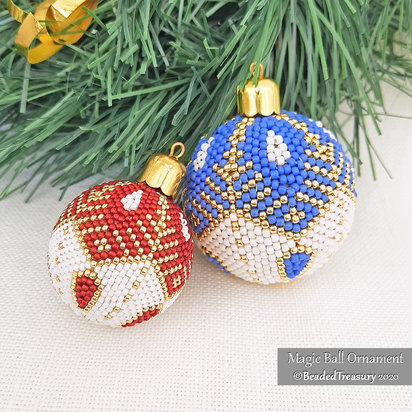 MAGIC BALL - Beaded Christmas Ornament Pattern - Peyote Stitch - Instant Pdf Download