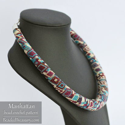 Manhattan  Necklace - Bead Crochet Pattern with Increase and Decrease - Pattern+Tutorial - Seed beads pattern - Instant PDF Download