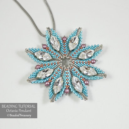 OCTAVIA Pendant Beading Tutorial - Peyote stitch bead pattern - Swarovski Navette and Delica Seed beads - .pdf Download