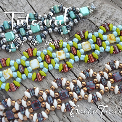 ON THE WAVE Beading tutorial Beadwoven bracelet pattern with Superduo Rulla Matubo seed beads - Instant PDF Download