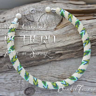 PATH IN SPRING - bead crochet necklace pattern / Crochet rope necklace pattern / Bead crochet / PATTERN ONLY