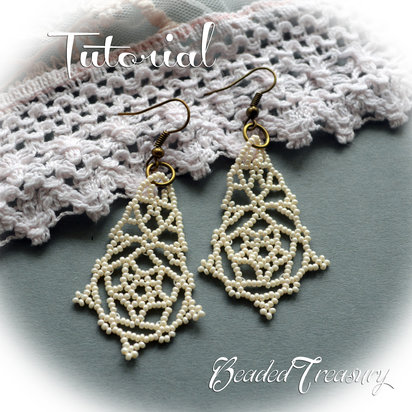 PEARLY LACE - beadweaving earrings tutorial / Beading tutorial / Earring tutorial / Beading pattern / Beaded earrings / TUTORIAL ONLY