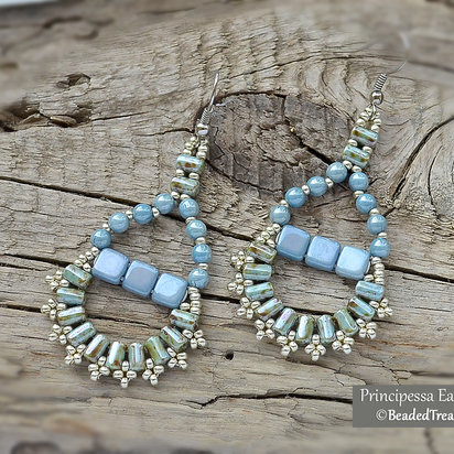 PRINCIPESSA Beaded Earrings Tutorial Beading pattern with CzechMates Rulla Tile seed beads - Instant PDF Download