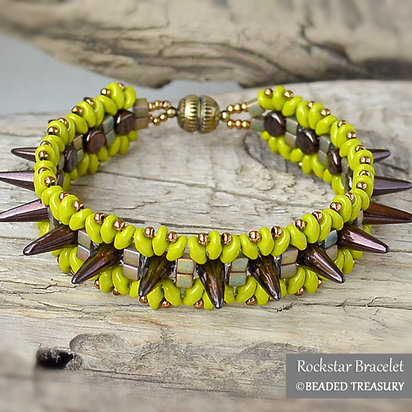 ROCKSTAR - beaded bracelet pattern with spike and superduo beads, beading tutorial / TUTORIAL ONLY