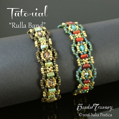 RULLA BAND beading tutorial Beaded bracelet tutorial Rulla Firepolished Seed beads pattern - .PDF Download