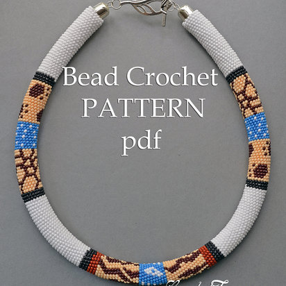 SAFARI - bead crochet necklace pattern / Bead crochet pattern / Crochet rope pattern / PATTERN ONLY