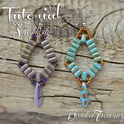 SIMPLICITY Beadwoven earrings tutorial Beading tutorial with Rulla and Dagger beads Easy seed bead pattern - Instant PDF Download
