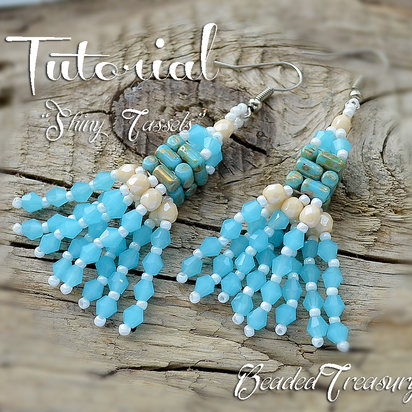 SHINY TASSELS Beading tutorial Earrings pattern with 2-hole Rulla beads Beaded tassel earrings - Instant PDF Download