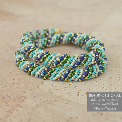 TUBULAR HERRINGBONE WITH A LAYERED TWIST Beaded Textured Spiral Rope Tutorial
