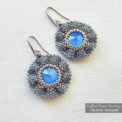 RUFFLED FLOWER EARRINGS Peyote Stitch Beading Pattern