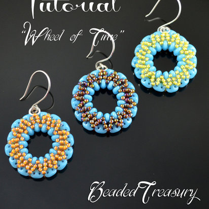 WHEEL OF TIME - beadwoven earrings tutorial, superduo bead pattern, beading pattern, seed beads pattern / TUTORIAL ONLY