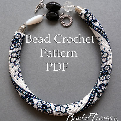 WINTER LACE - bead crochet necklace pattern / Bead crochet rope pattern / Bead crochet pattern / Beaded necklace pattern / .PDF Download