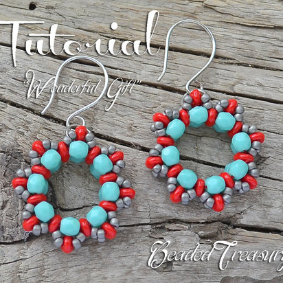 WONDERFUL GIFT - beadoven earrings tutorial with SuperDuo beads, fire polished beads and seed beads / Beading pattern / TUTORIAL ONLY