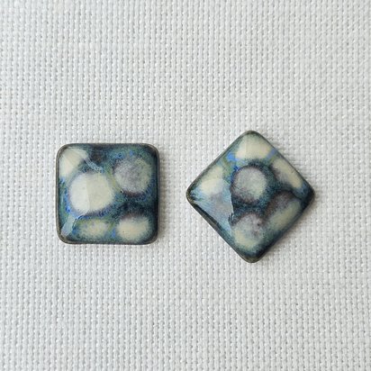Square Artisan Ceramic Cabochons, 18x18mm, Travertine Turquoise