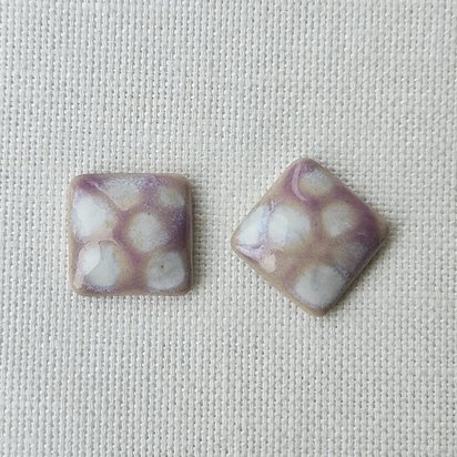 Square Artisan Ceramic Cabochons, 18x18mm, Amethyst Cloudy