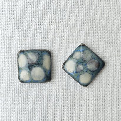 Square Artisan Ceramic Cabochons, 18x18mm, Travertine Turquoise