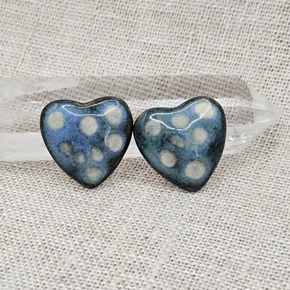 Heart Artisan Ceramic Cabochons, Starry Night, one piece