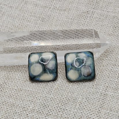 Square Artisan Ceramic Cabochons, 18x18mm, Travertine Turquoise, one piece