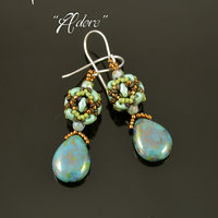 ADORE - beaded bead earrings tutorial, beading tutorial, MiniDuo bead pattern, seed beads, Demi Round bead pattern / TUTORIAL ONLY