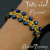 PYRAMID - beading tutorial, kheops cabochon bead pattern, beaded bracelet pattern, beadweaving, seed beads / TUTORIAL ONLY