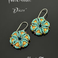 DISCOS - beaded earrings tutorial, beading pattern, Cabochon Lentil Triangle Bar bead pattern, seed beads / TUTORIAL ONLY