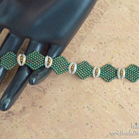 ENDLESS COLUMN Beading Tutorial - Peyote stitch bracelet pattern - 2 hole CzechMates Crescent and seed beads - Instant pdf Download