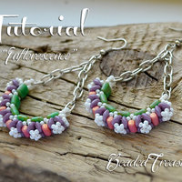 INFLORESCENCE - beadwoven earrings tutorial / Beading tutorial / Earring pattern / Bead pattern / CzechMates Superduo Rulla Tile - Instant PDF Download