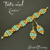 LANTERN - beading pattern, beaded bracelet and earrings tutorial, beadweaving / TUTORIAL ONLY
