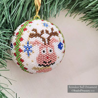 REINDEER BALL - Beaded Christmas Ornament Pattern - 3D Peyote Ball