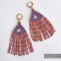 TRIANGLE TASSEL Beading Tutorial, CRAW Earrings Pattern