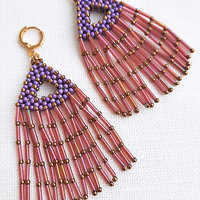 TRIANGLE TASSEL Beading Tutorial, CRAW Earrings Pattern