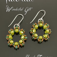 WONDERFUL GIFT - beadoven earrings tutorial with SuperDuo beads, fire polished beads and seed beads / Beading pattern / TUTORIAL ONLY