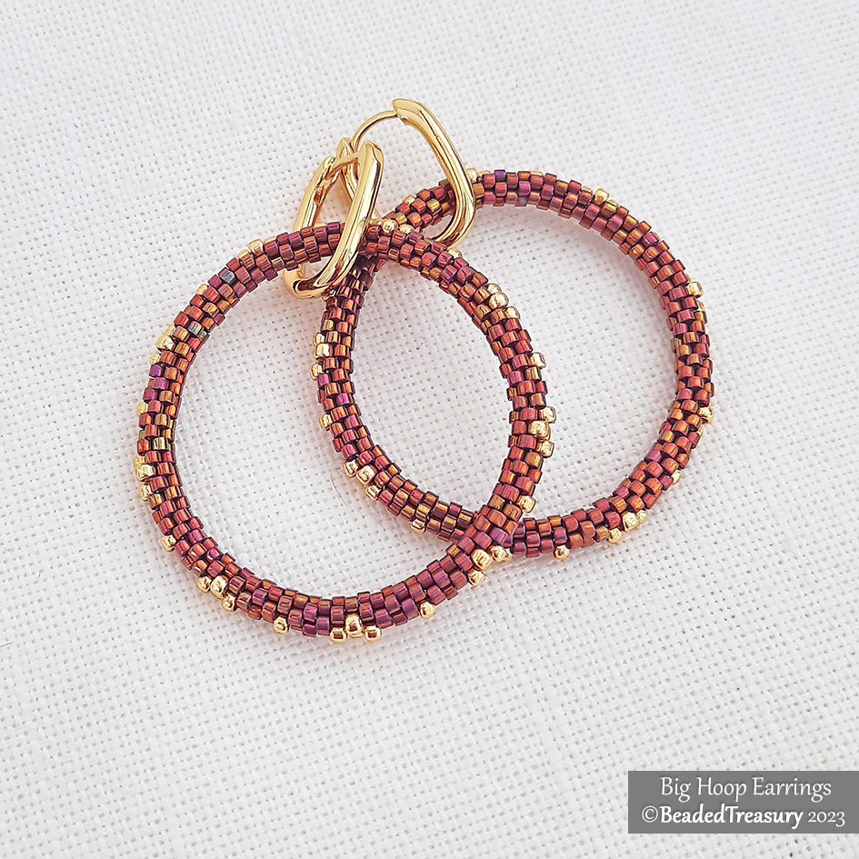 BIG HOOP EARRINGS - Statement Geometric Peyote Beading Tutorial