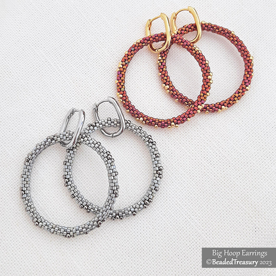 BIG HOOP EARRINGS - Statement Geometric Peyote Beading Tutorial