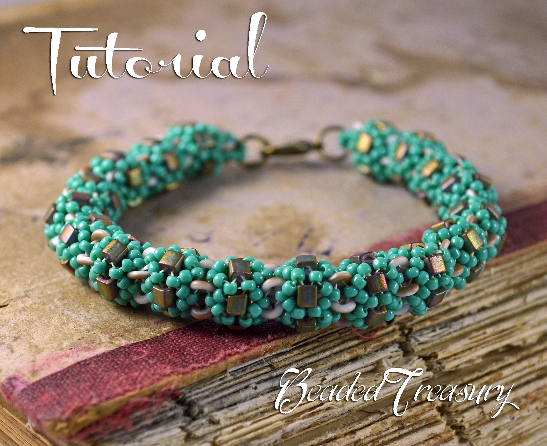 CUBICAL - beadwoven bracelet tutorial with seed beads, O-beads and cube beads / TUTORIAL ONLY